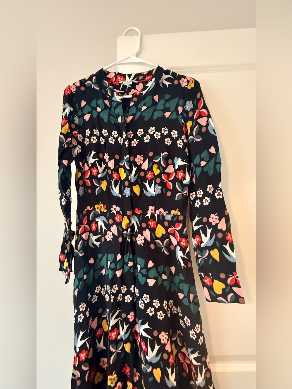 Boden Black Floral Long-Sleeve Midi Dress - Picture 5 of 11